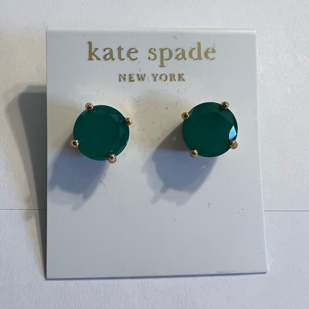 KATE SPADE RISE AND SHINE STUD GREEN EARRINGS